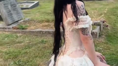 British tgirl in cemetery