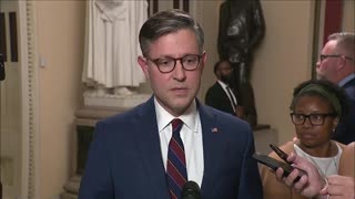 Speaker Johnson delivers remarks after securing GOP victory on Trump's spending clawback bill
