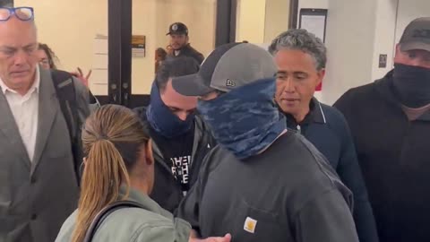 Four masked ICE agents waiting outside nyc immigration courts arrest an illegal