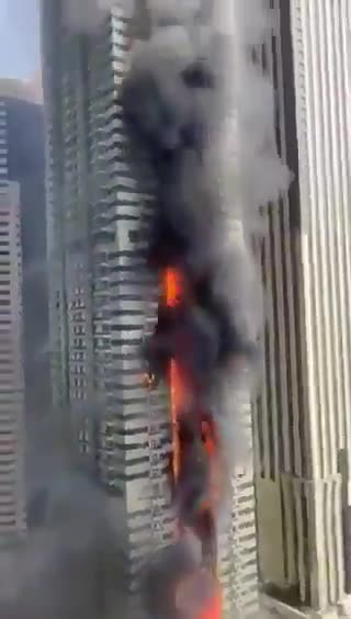 Burning building in Dubai