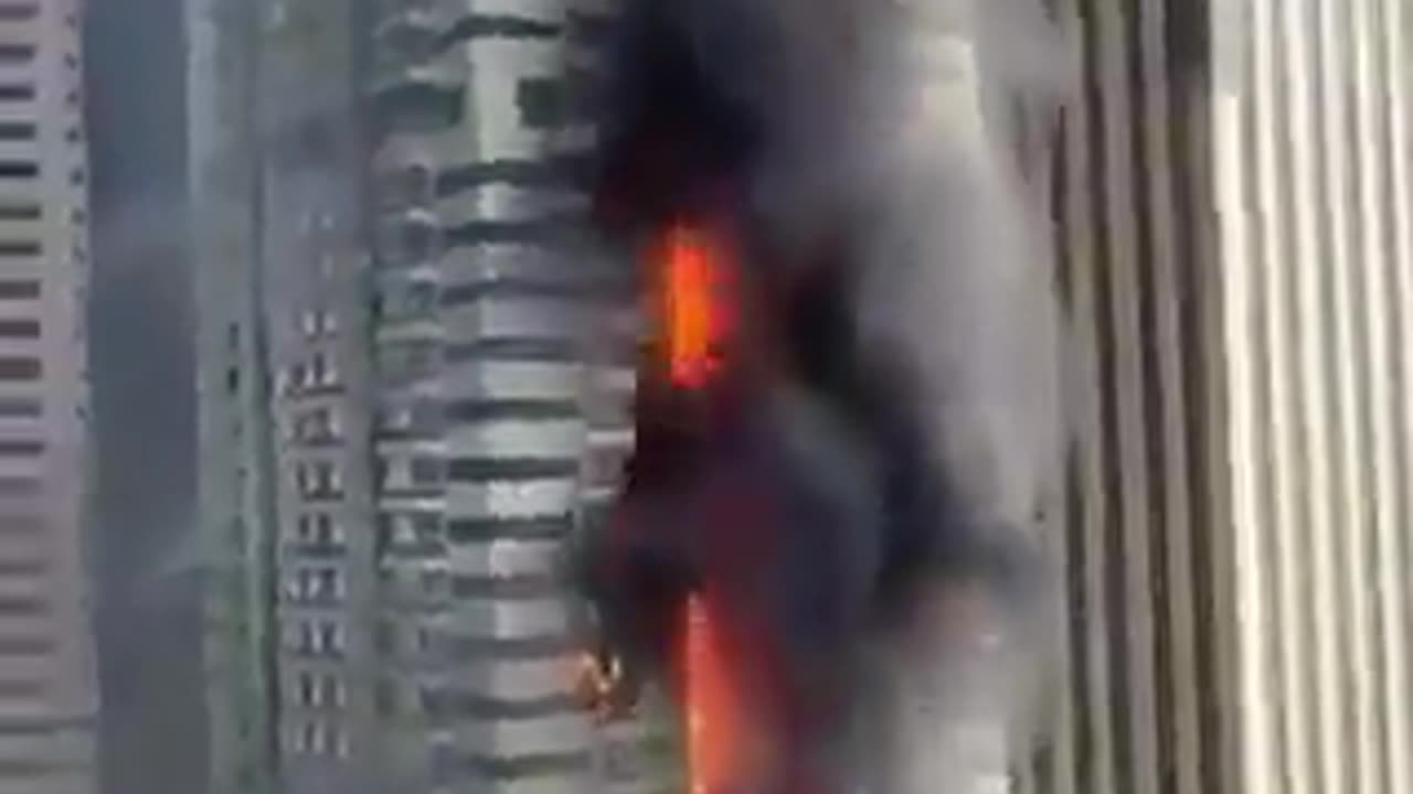 Burning building in Dubai