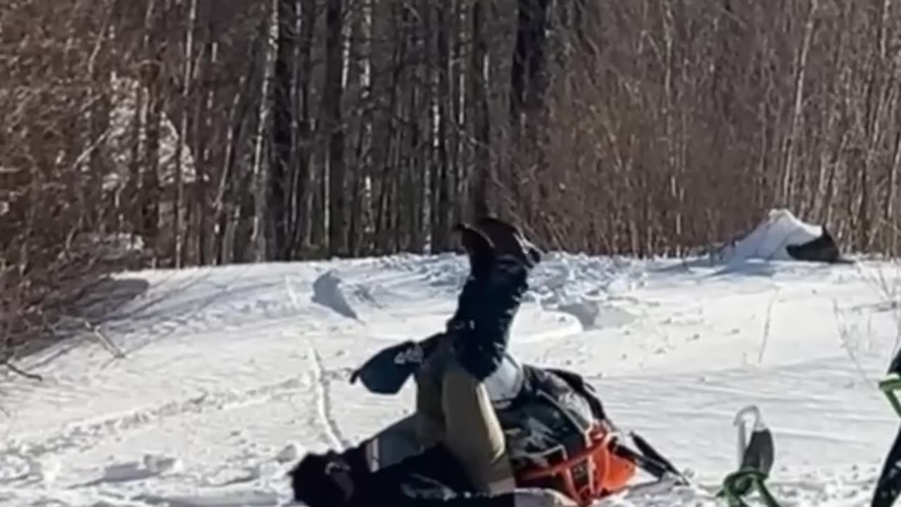 Snowmobile Wipeout Exposes Rear