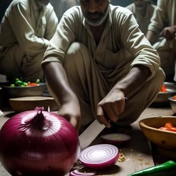a man cutting onions on a wooden table #02 Ai Video Generator @NanoVisionsAI