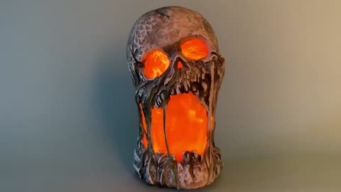 TT60064 - 12 INCH FLAMING ROTTED SKULL - Morris Costumes