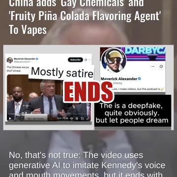 Fact Check: AI Video Does NOT Authentically Show RFK, Jr. Saying China adds 'Gay Chemicals' To Vapes