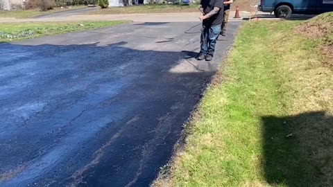Me Spray Sealing A Driveway With "Comfortably Numb by Pink Floyd" Dubbed In - Top Coats Pavement Maintenance