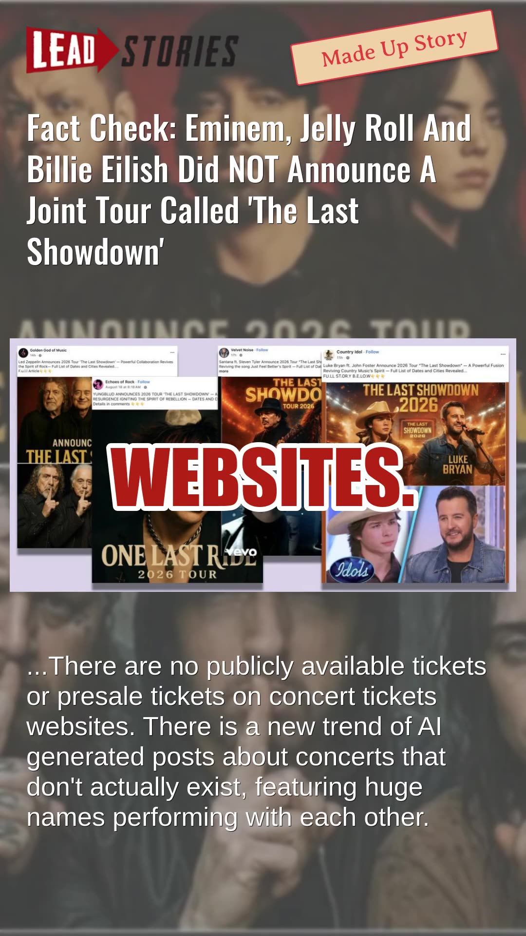 Fact Check: Eminem, Jelly Roll And Billie Eilish Did NOT Announce Tour Called The Last Showdown