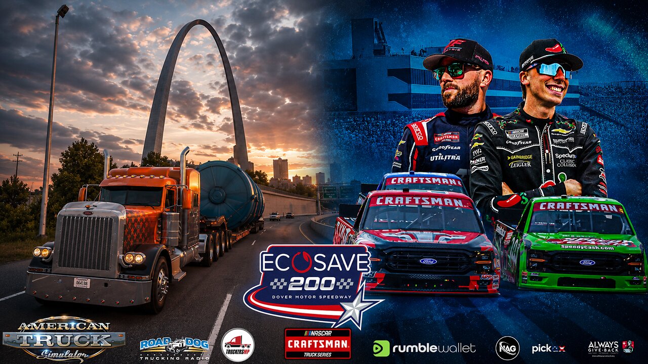 NASCAR ECOSAVE 200 +HAULING THRU ILLNOIS MY #2 HOMESTATE & ACROSS AMERICA (CB RADIO CHATTER AS WELL) TRUCKERSMP AS WELL!!!