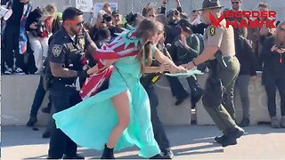 Anti-ICE Woman Dressed in Statue of Liberty costume refused to comply w/ law enforcement at Broadview ICE facility in Illinois