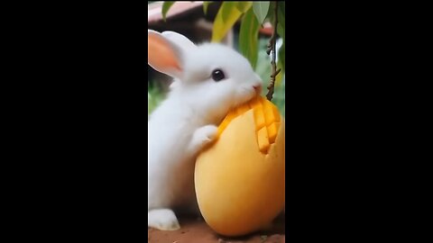 Cute Rabbit Enjoys Juicy Mango | Adorable Eating Moment #shorts #ai #viral #trending