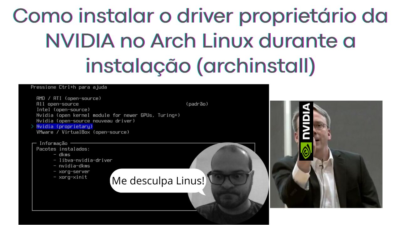 Como instalar o driver proprietário da NVIDIA no Arch Linux durante a instalação (archinstall)
