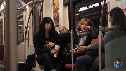 sleeping on strangers shoulder prank 😂