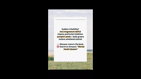 Sudden Irritability? ⚡ Rebuild Calm with Zinc & Magnesium | Mental Health Qassim