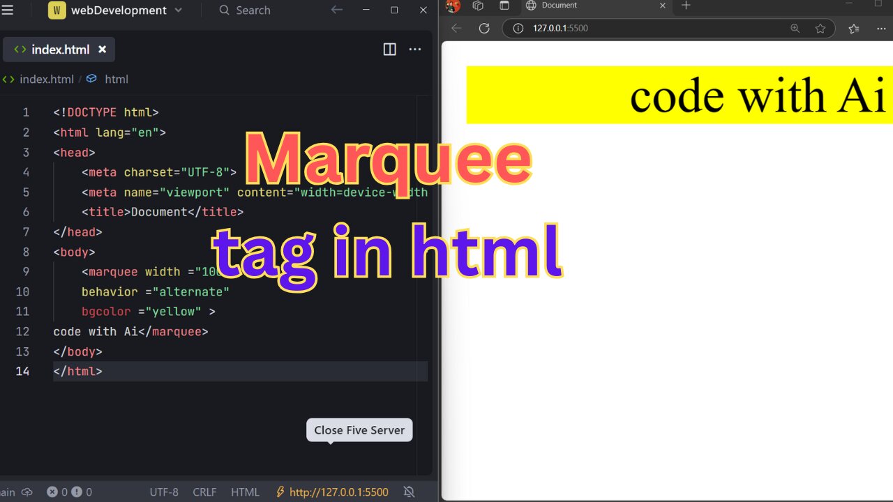 Marquee tag in html