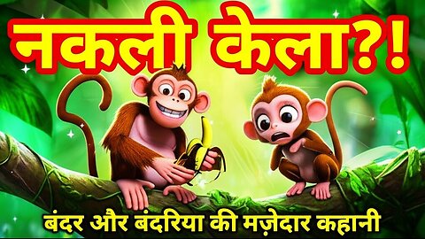 बंदर ने बंदरिया को दे दिया नकली केला?! 🍌😂 | मजेदार हिंदी जंगल कहानी