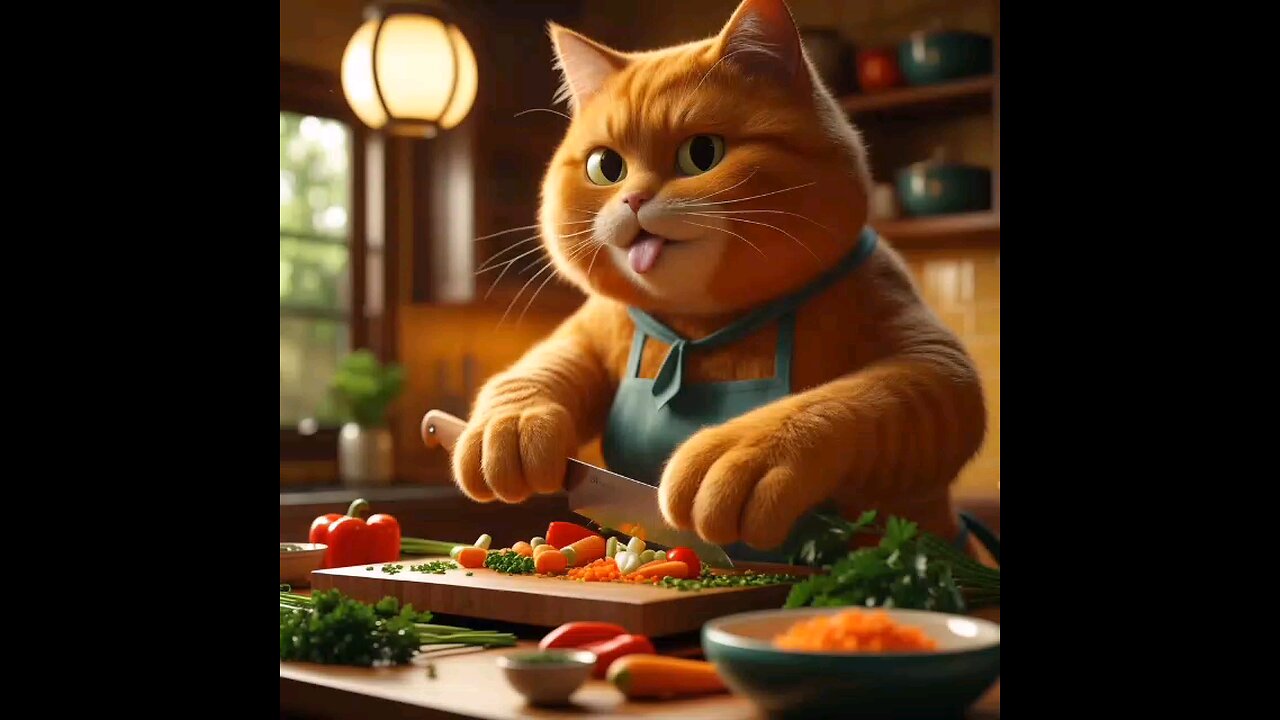 cat cooking 🔪🍳🍳