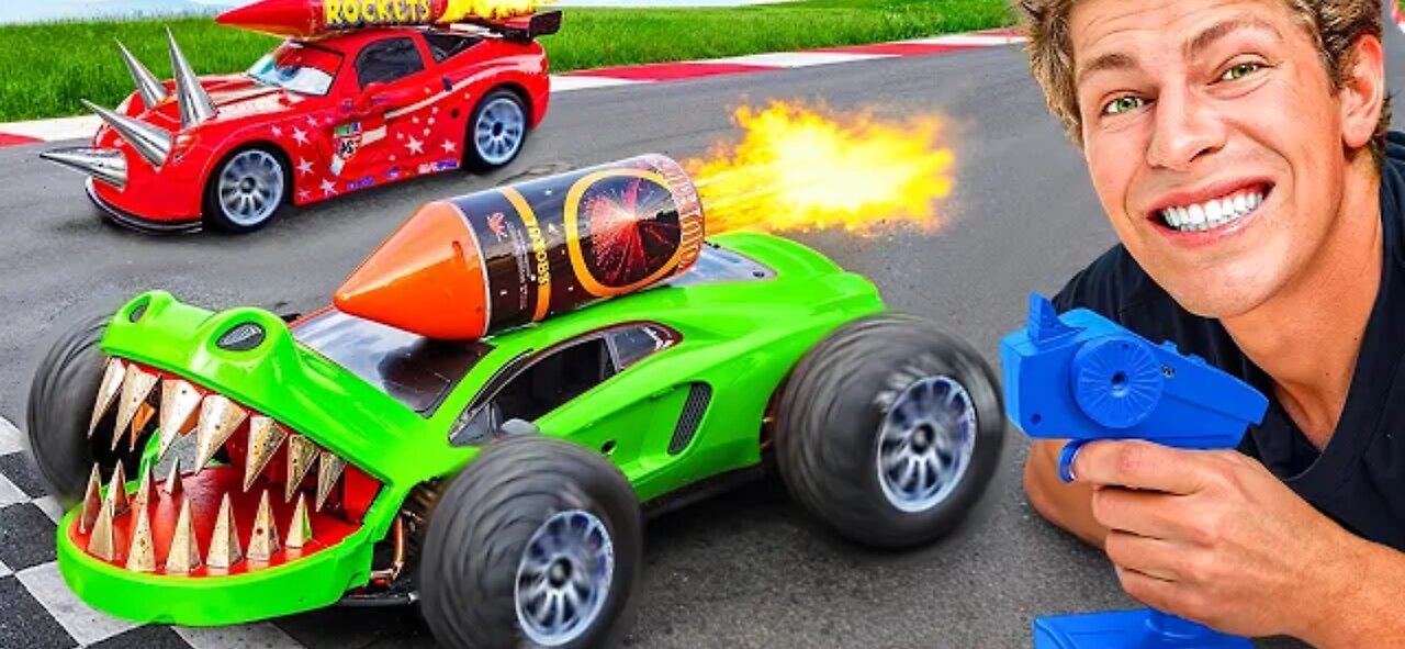 "Rocket Car vs Monster Car RACE! Who Will Explode First?!"