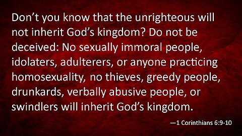 Scripture Coverage: 1 Cornthians 6:9-10