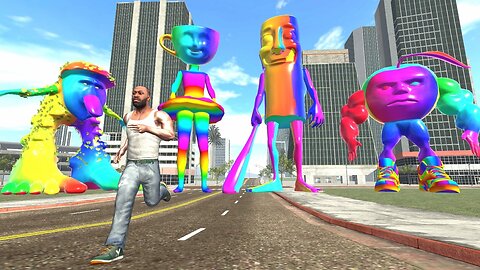 Franklin play hide and kill with rainbow brainrot gang in Indian bike driving 3d