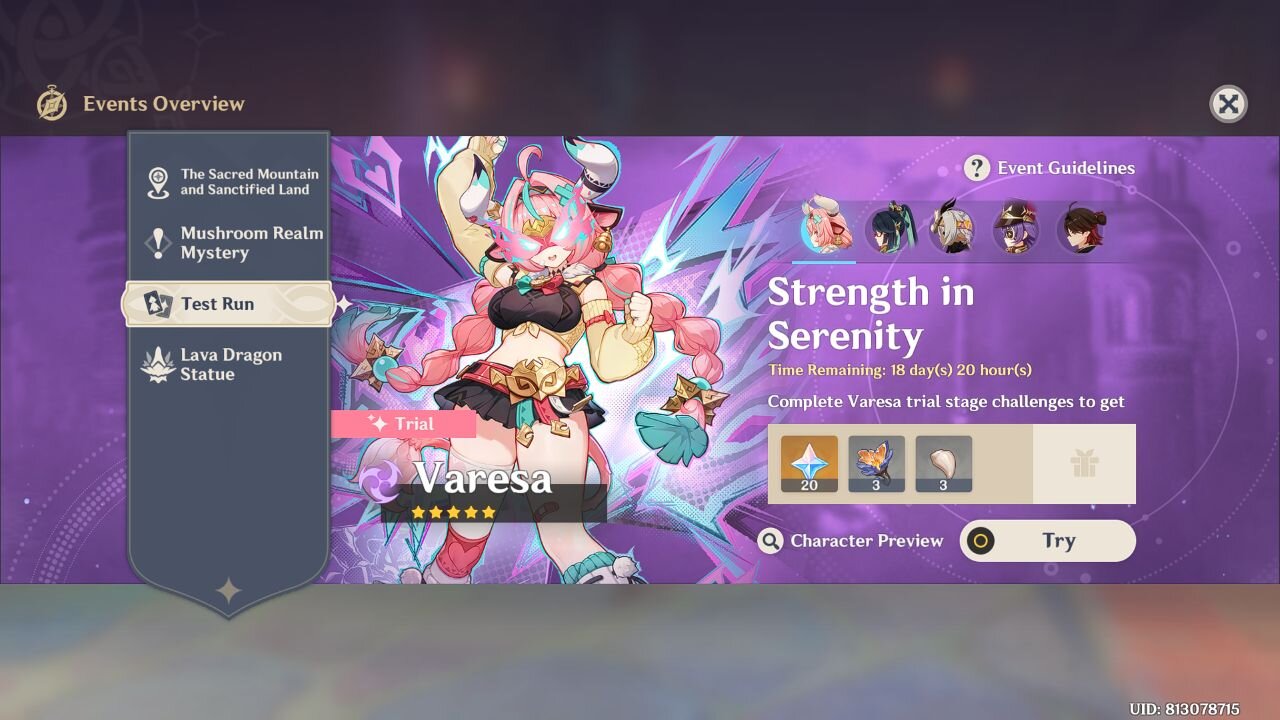 Varesa - Strength in Serenity - Character Test Run - Genshin Impact - Version 5.5 - Phase 1 Banners
