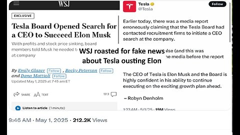 WSJ false article about Tesla Board trying to replace Elon