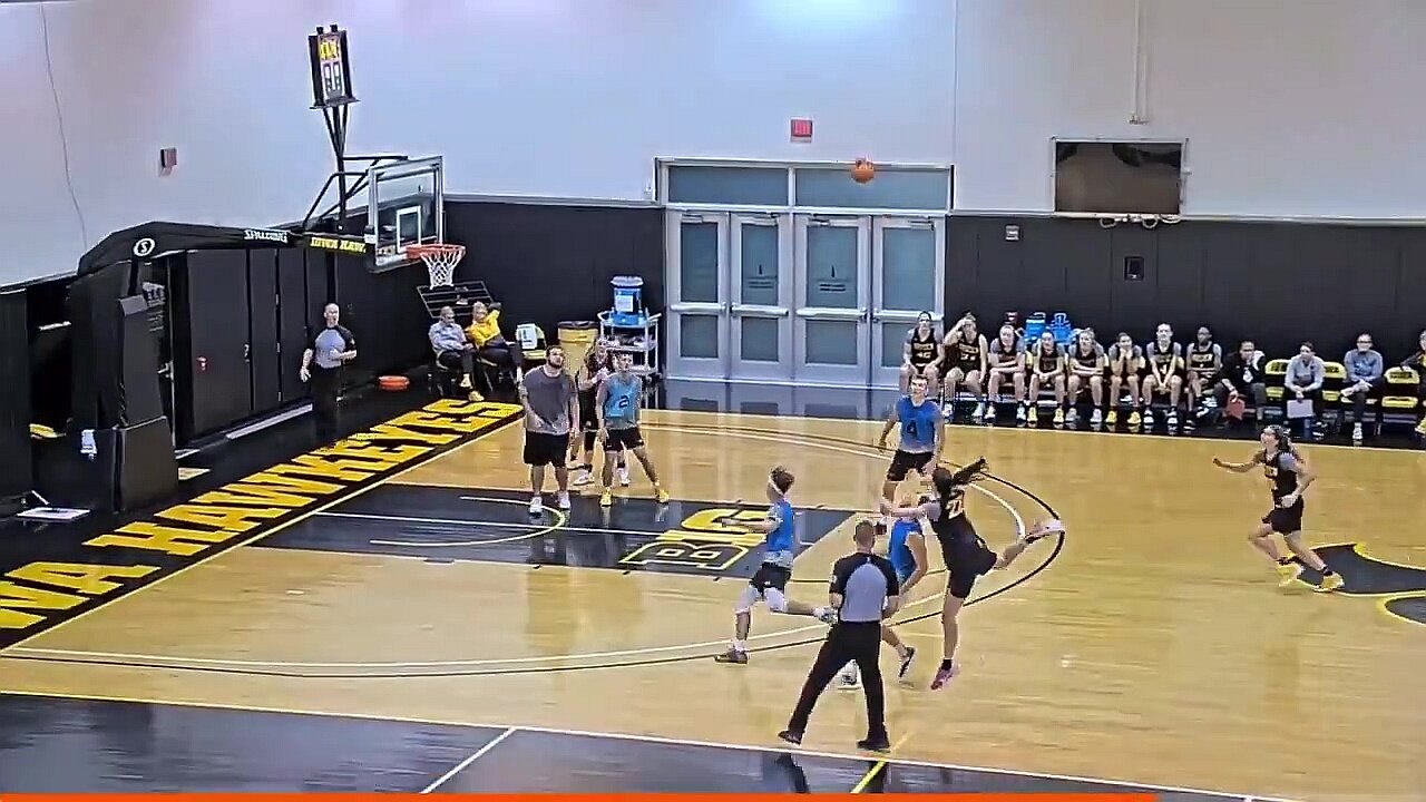 Caitlin Clark INSANE college footage of hitting logo threes against men in Iowa Hawkeyes scrimmage
