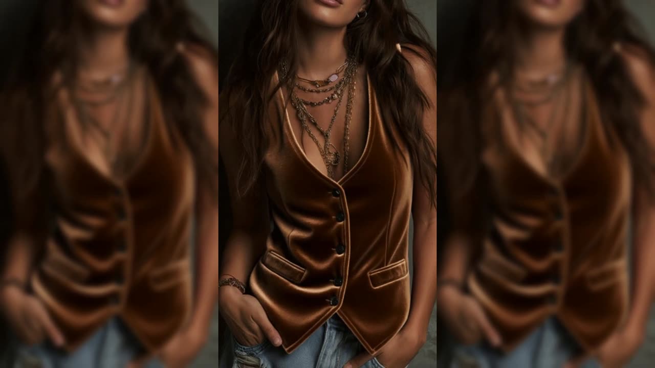 Velvet Button-Down Vest Coat