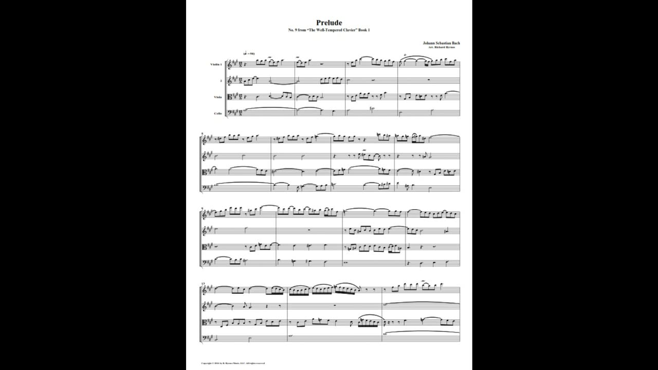 J.S. Bach - Well-Tempered Clavier: Part 1 - Prelude 09 (String Quartet)