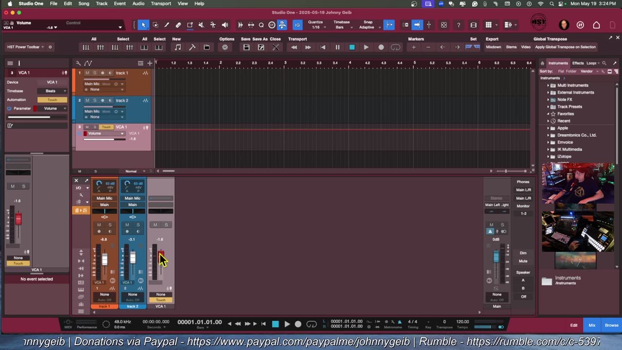 VCA Automation Copy Directly To Track - Studio One Snapshots
