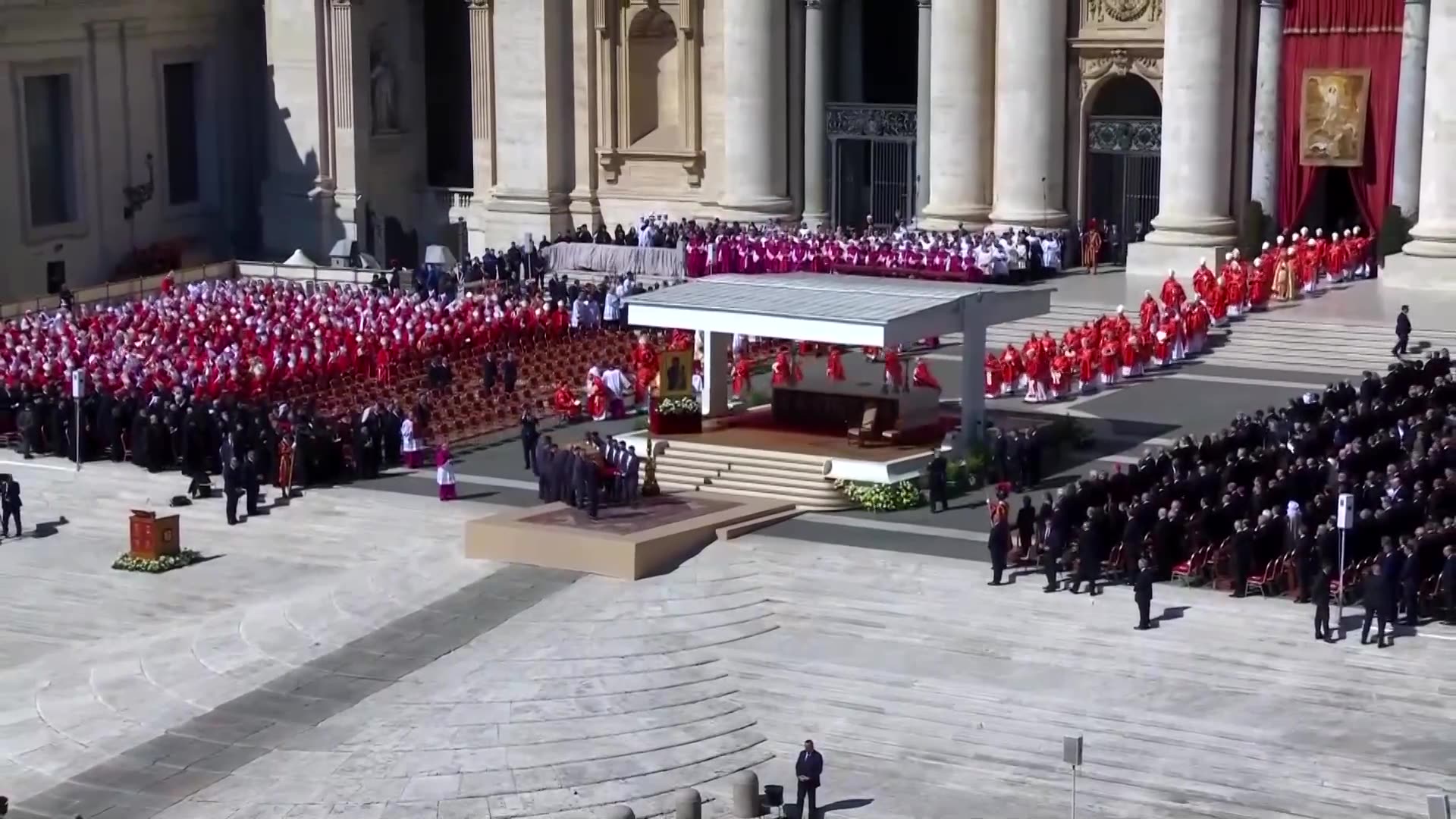 Pope Francis coffin laid in St. Peters Square at start of funeral