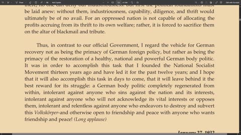 Adolf Hitler Speech 1/27/1932 | Dusseldorf Industry Club 29 of 29 (NOT 30) ENG