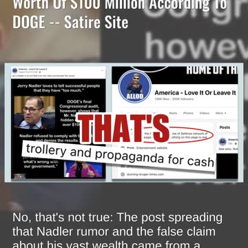 Fact Check: Jerry Nadler Does NOT Have Hidden Net Worth Of $100 Million According To DOGE -- Satire