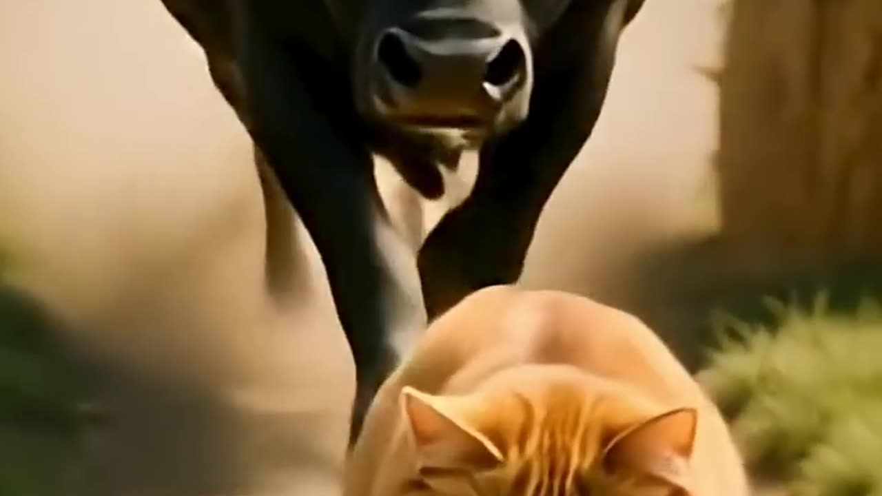 Ai animated funny video 💣🐮 Orange Fat Cat Plants a Bomb in Cow’s Mouth?!
