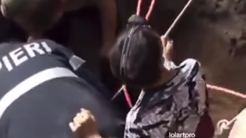 He went down 49.2ft and successfully rescued the baby.