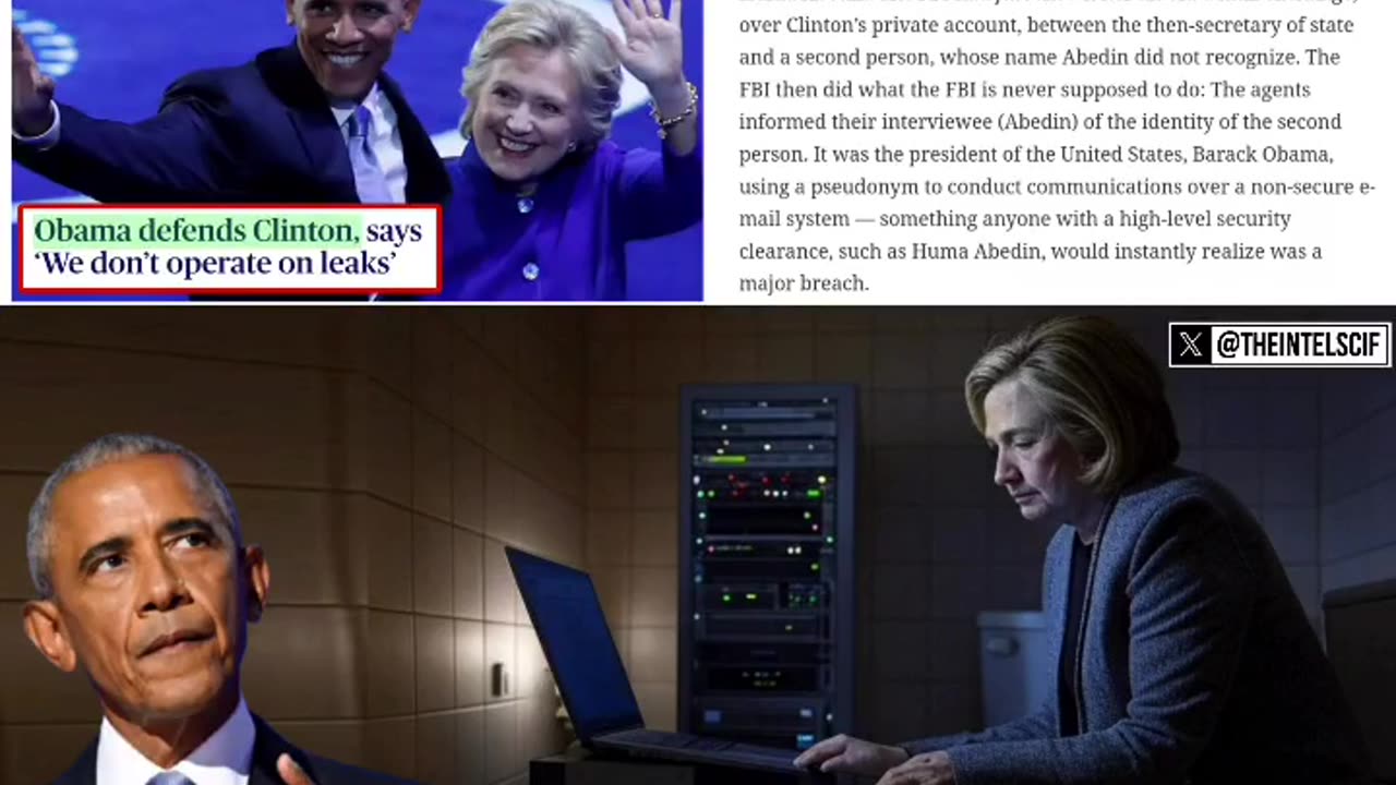 OBAMA told the DoJ not to prosecute HILLARY CLINTON because...