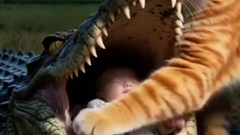 cat and crocodile