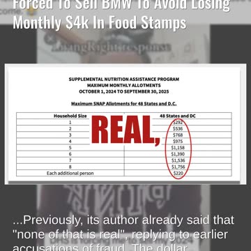 Fact Check: SATIRE Shows Woman Complaining She Is Forced To Sell BMW To Avoid Losing $4k Food Stamps