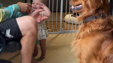 Baby Loves Playing With Her Dog