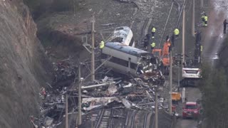 Views of Alvia and Iryo wreckages after Spain's high-speed train crash