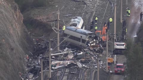 Views of Alvia and Iryo wreckages after Spain's high-speed train crash