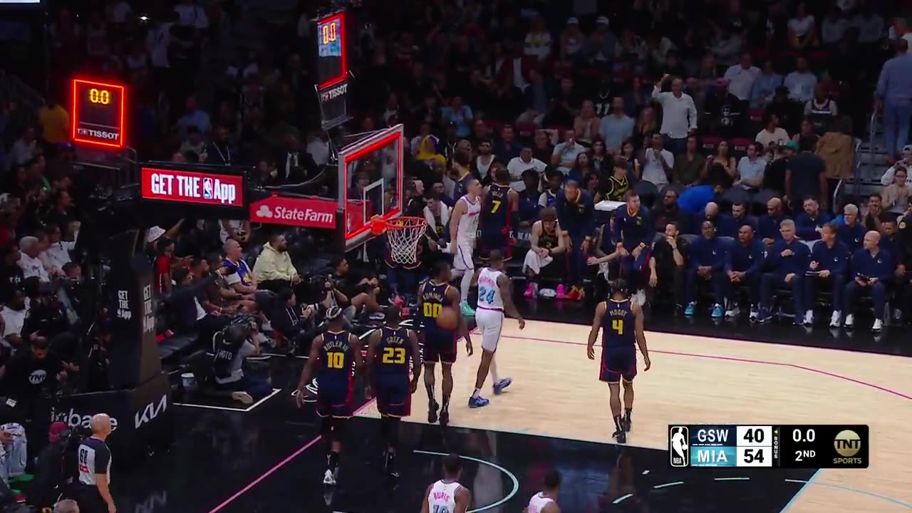 NBA Tyler Herro side-steps and beats the halftime buzzer from 3! 🚨 What a tough shot.
