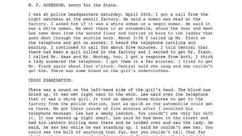 W F ANDERSON, Sworn In For The State, 19th To Testify