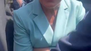 Mayor Karen Bass arrives at MacArthur Park in Los Angeles, where federal agents are raiding