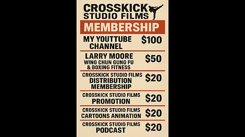 Cross kick Studio Films Memberships money prices