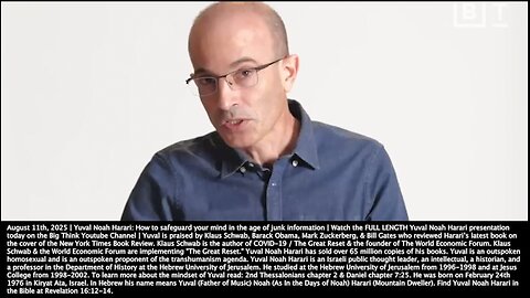 Yuval Noah Harari | "In the United States There Is a Legal Path Open for AIs to Become Legal Persons. It Can Open A Bank Account. It Can Earn Money." - 8/11/202 + China, Yuval Noah Harari & Elon Musk? + The Future of Money
			