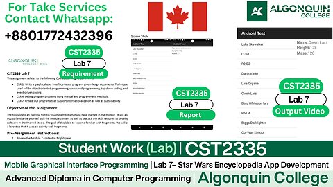 Student Work (𝐋𝐚𝐛 𝟕 ) | 𝐂𝐒𝐓𝟐𝟑𝟑𝟓 𝐋𝐚𝐛 𝟕 Star Wars Encyclopedia App Build | Algonquin College Ottaw