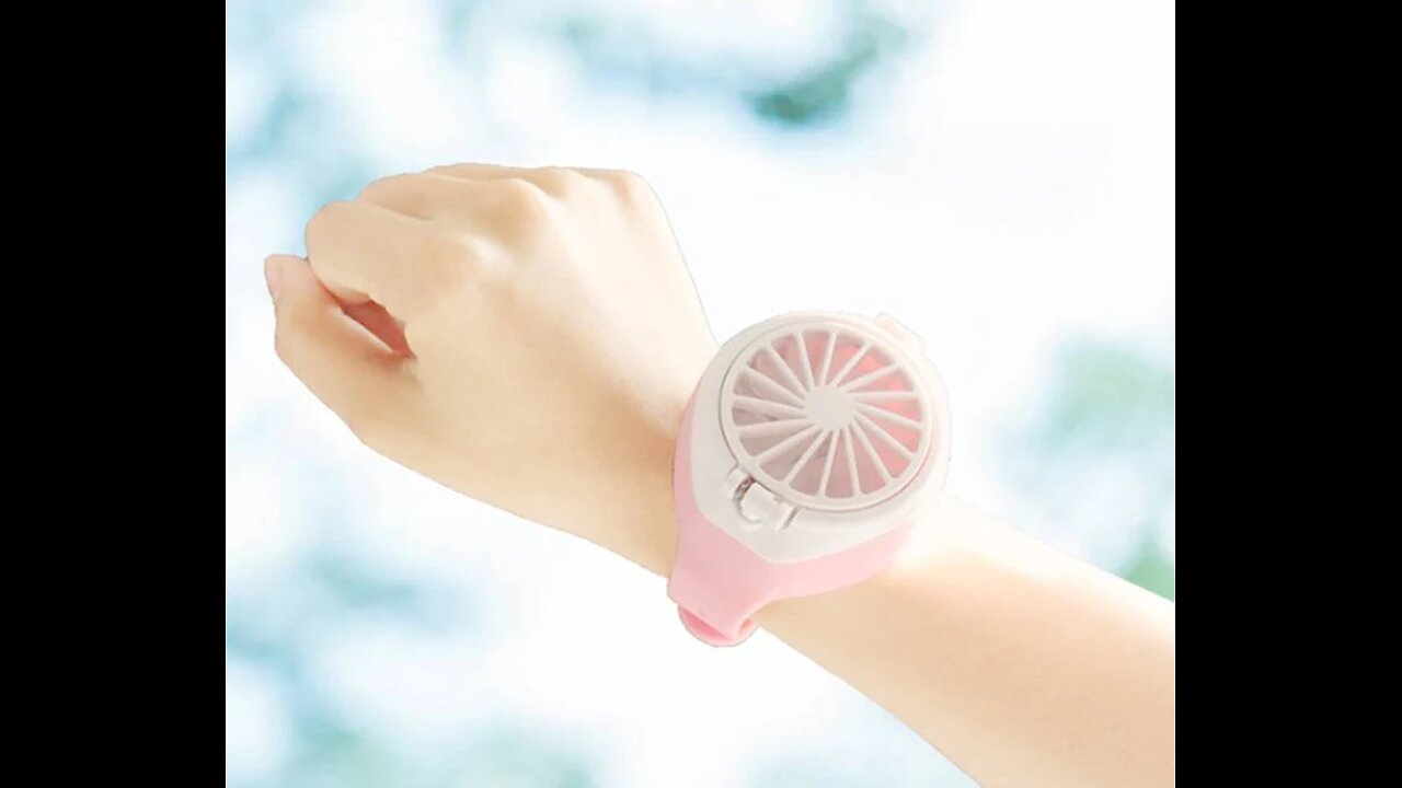 Portable and Rechargeable Mini Watch Fan, with USB Charging, Three Speed, Silicon Band,