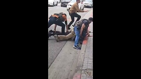 ICE officers detain a criminal violent illegal alien in downtown Los Angeles on Tuesday, June 24.