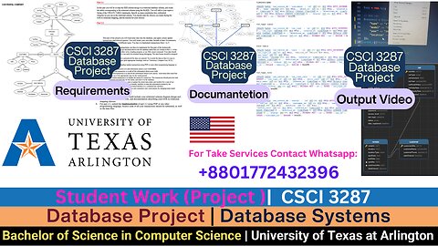Student Work(Project)|CSCI 3287 Database System App:Car Rental DB Project Demo Work Video |UTA