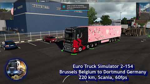 Euro Truck Simulator 2-154, Brussels Belgium to Dortmund Germany, 220 km, Scania, 60fps